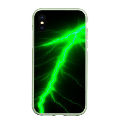 Чехол iPhone XS Max матовый Зеленый разряд молнии