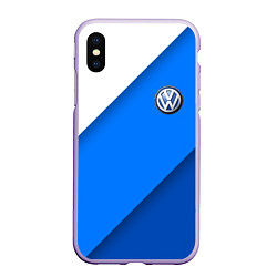 Чехол iPhone XS Max матовый Volkswagen - голубые линии, цвет: 3D-светло-сиреневый