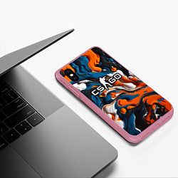 Чехол iPhone XS Max матовый Мазки краски - CS GO, цвет: 3D-малиновый — фото 2