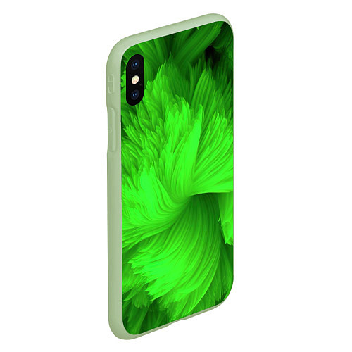 Чехол iPhone XS Max матовый Зеленая объемная абстракция / 3D-Салатовый – фото 2