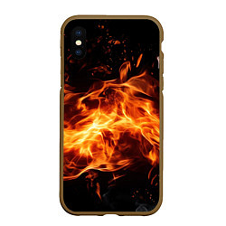 Чехол iPhone XS Max матовый Огненная текстура