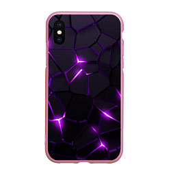 Чехол iPhone XS Max матовый Неоновые плиты с фиолетовым свечением