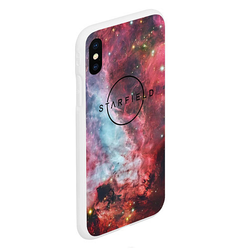 Чехол iPhone XS Max матовый Starfield лого космос / 3D-Белый – фото 2