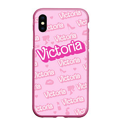 Чехол iPhone XS Max матовый Виктория - паттерн Барби розовый