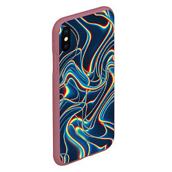 Чехол iPhone XS Max матовый Abstract waves, цвет: 3D-малиновый — фото 2