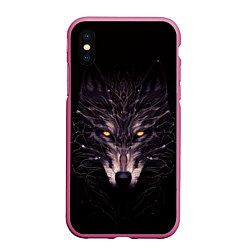 Чехол iPhone XS Max матовый Волк в кромешной темноте