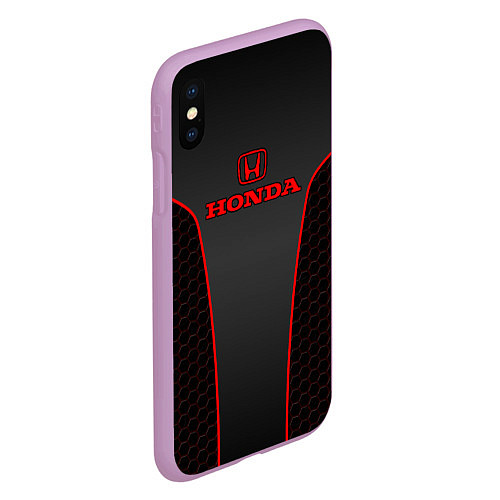 Чехол iPhone XS Max матовый Honda - униформа красная / 3D-Сиреневый – фото 2