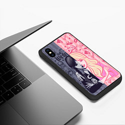 Чехол iPhone XS Max матовый Барби и Уэнсдей - мои две личности: в стиле тату, цвет: 3D-черный — фото 2