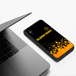 Чехол iPhone XS Max матовый Elden Ring - gold gradient: символ сверху, цвет: 3D-черный — фото 2