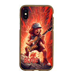 Чехол iPhone XS Max матовый ACDC fire rock