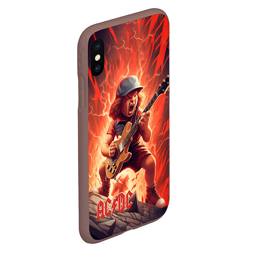 Чехол iPhone XS Max матовый ACDC fire rock / 3D-Коричневый – фото 2