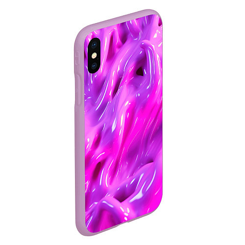 Чехол iPhone XS Max матовый Розовая слизь / 3D-Сиреневый – фото 2