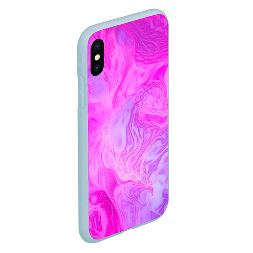 Чехол iPhone XS Max матовый Розовая текстура / 3D-Голубой – фото 2