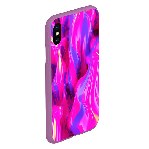 Чехол iPhone XS Max матовый Pink blue texture / 3D-Фиолетовый – фото 2