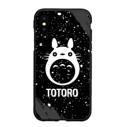 Чехол iPhone XS Max матовый Totoro glitch на темном фоне, цвет: 3D-черный