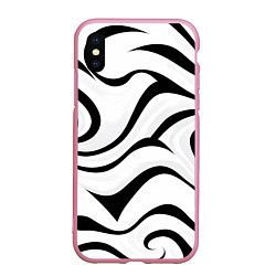 Чехол iPhone XS Max матовый Анималистическая абстракция зебры, цвет: 3D-розовый