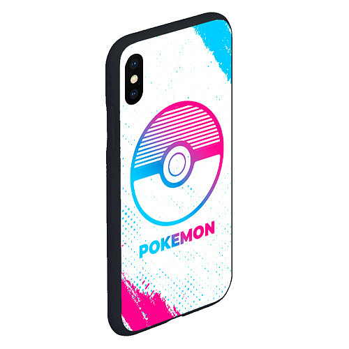 Чехол iPhone XS Max матовый Pokemon neon gradient style / 3D-Черный – фото 2