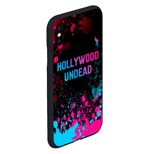 Чехол iPhone XS Max матовый Hollywood Undead - neon gradient: символ сверху / 3D-Черный – фото 2