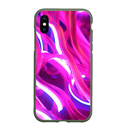 Чехол iPhone XS Max матовый Розовая плавная абстракция, цвет: 3D-темно-зеленый