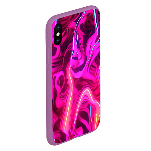 Чехол iPhone XS Max матовый Pink neon abstract / 3D-Фиолетовый – фото 2