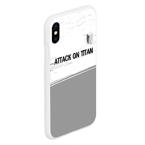 Чехол iPhone XS Max матовый Attack on Titan glitch на светлом фоне: символ све / 3D-Белый – фото 2