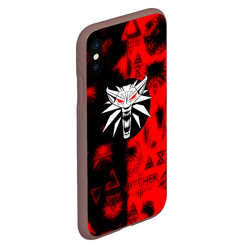 Чехол iPhone XS Max матовый The Witcher pattern magic / 3D-Коричневый – фото 2