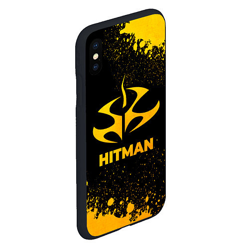 Чехол iPhone XS Max матовый Hitman - gold gradient / 3D-Черный – фото 2