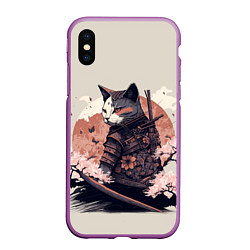 Чехол iPhone XS Max матовый Боевой котенок ниндзя - японская сакура