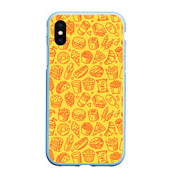 Чехол iPhone XS Max матовый Фастфуд - жёлтый, цвет: 3D-голубой