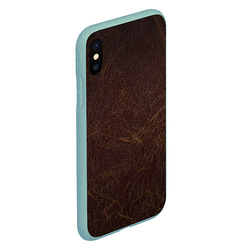 Чехол iPhone XS Max матовый Текстура настоящей кожи / 3D-Мятный – фото 2