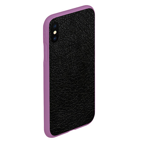 Чехол iPhone XS Max матовый Чёрная текстура кожи / 3D-Фиолетовый – фото 2