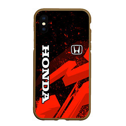 Чехол iPhone XS Max матовый Honda - красная абстракция