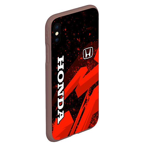 Чехол iPhone XS Max матовый Honda - красная абстракция / 3D-Коричневый – фото 2