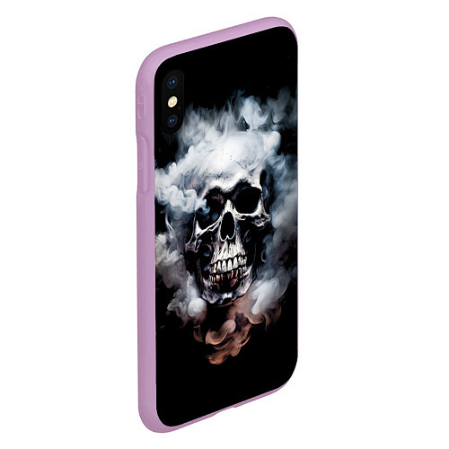 Чехол iPhone XS Max матовый Металлический череп в дыму / 3D-Сиреневый – фото 2