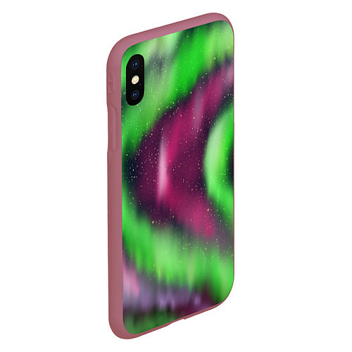 Чехол iPhone XS Max матовый Абстрактное северное сияние / 3D-Малиновый – фото 2