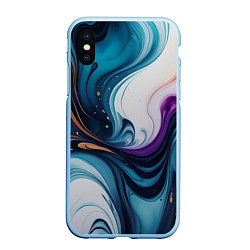 Чехол iPhone XS Max матовый Жидкий цветной узор - нейросеть