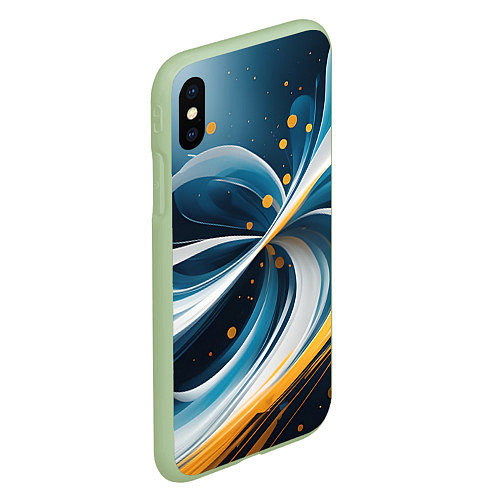 Чехол iPhone XS Max матовый Закрученная абстракция от нейросети / 3D-Салатовый – фото 2