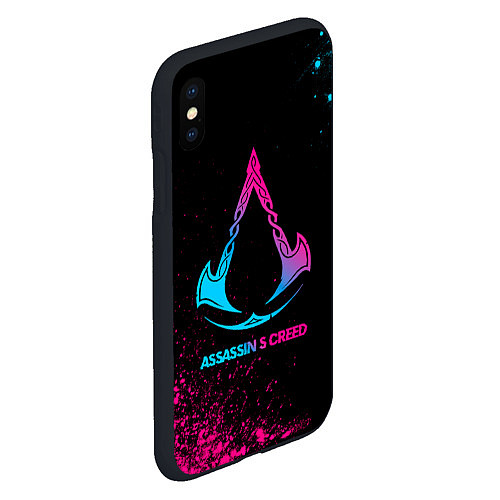 Чехол iPhone XS Max матовый Assassins Creed - neon gradient / 3D-Черный – фото 2