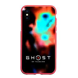 Чехол iPhone XS Max матовый Ghost of Tsushima ninja, цвет: 3D-красный