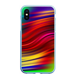 Чехол iPhone XS Max матовый Разноцветный абстрактный узор волны, цвет: 3D-голубой