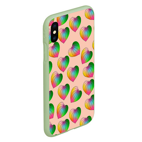 Чехол iPhone XS Max матовый Цветной листик / 3D-Салатовый – фото 2