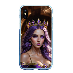 Чехол iPhone XS Max матовый Девушка с фиолетовыми волосами в короне, цвет: 3D-голубой