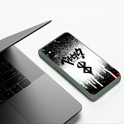 Чехол iPhone XS Max матовый Berserk logo symbol, цвет: 3D-темно-зеленый — фото 2