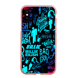 Чехол iPhone XS Max матовый Billie Eilish neon pattern