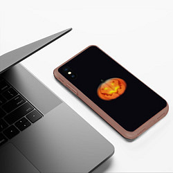 Чехол iPhone XS Max матовый Смешная тыква, цвет: 3D-коричневый — фото 2