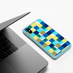 Чехол iPhone XS Max матовый Ретро квадраты, цвет: 3D-мятный — фото 2
