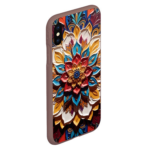 Чехол iPhone XS Max матовый Цветок масляные краски / 3D-Коричневый – фото 2