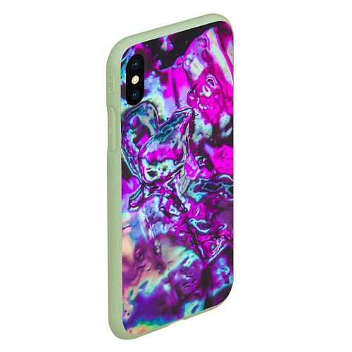 Чехол iPhone XS Max матовый Жидкое буйство красок / 3D-Салатовый – фото 2