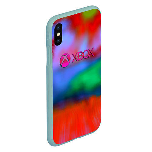 Чехол iPhone XS Max матовый Xbox game studio neon / 3D-Мятный – фото 2