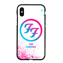 Чехол iPhone XS Max матовый Foo Fighters neon gradient style, цвет: 3D-черный